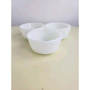 Vintage Bundle Of 3 6oz Anchor Hocking Fire-King Milk Glass White Small Bowl